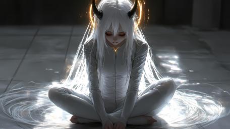 Ethereal Demoness in Silver Light wallpaper