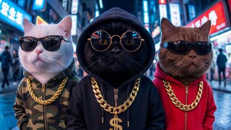Streetwise Cats With Gold Chains wallpaper