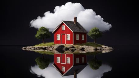 Dream House on a Floating Isle wallpaper