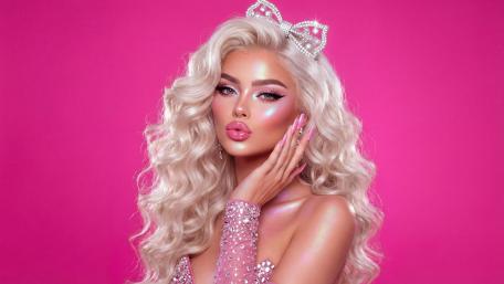 Glamorous Pink Blonde Portrait wallpaper