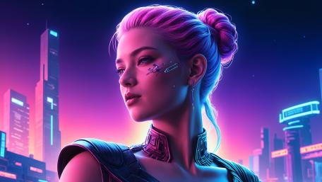 Neon Cyberpunk Dream Girl wallpaper