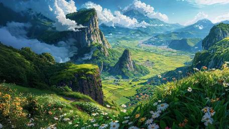 Dream Valley Above the Flowers wallpaper