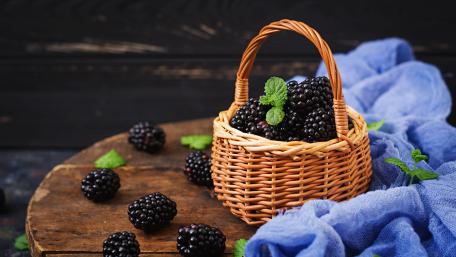 Rustic Blackberry Basket Still Life wallpaper