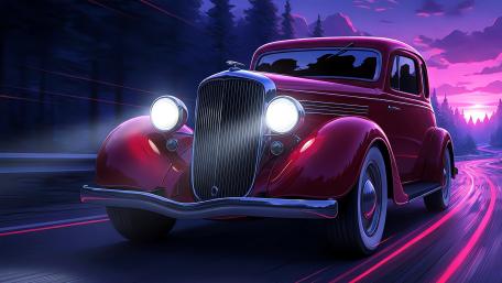 Neon Vintage Roadster wallpaper