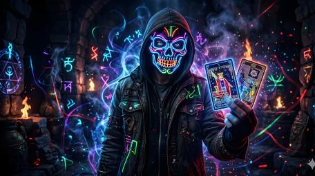 Neon Mysticism: The Magician of the Cyber Underworld! wallpaper
