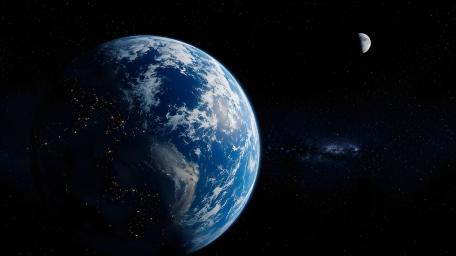 The Earth and the Moon in the Universe wallpaper