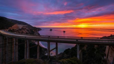 Stunning Sunset Over Bixby Bridge Landscape wallpaper
