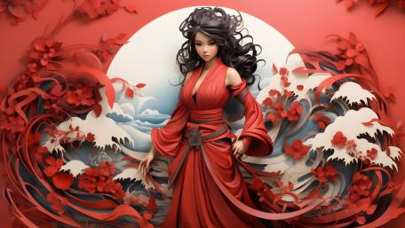 Crimson Lunar Elegance wallpaper