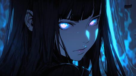 Ethereal Blue Eyed Shadow Girl wallpaper