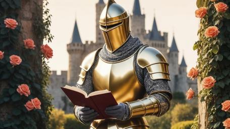 Golden Knight Among Roses wallpaper