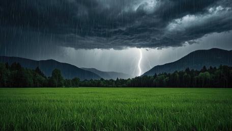 Storm Over Green Meadow wallpaper