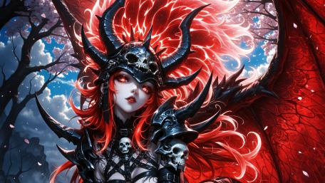 Crimson Horned Succubus Queen wallpaper