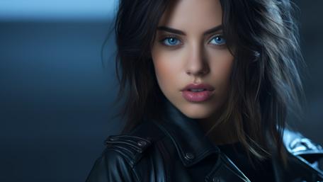 Blue Eyed Portrait in Moody Light wallpaper