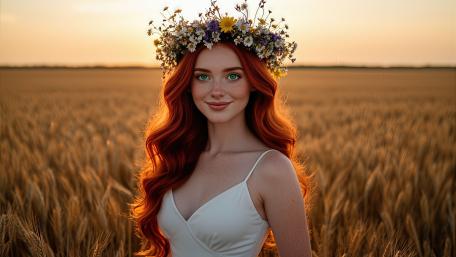 Golden Hour Flower Crown Beauty wallpaper