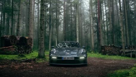 Misty Forest Porsche Drive wallpaper