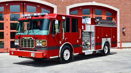 Bold Red Fire Truck Ready for Action wallpaper