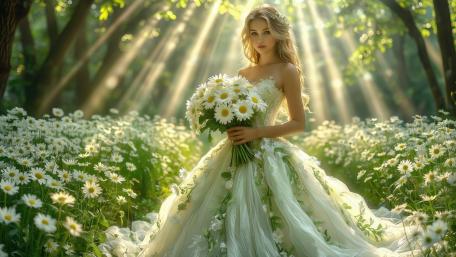 Enchanted Meadow Bride in Sunlit Bloom wallpaper
