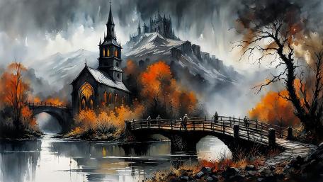 Enchanted Gothic Autumn Sanctuary wallpaper