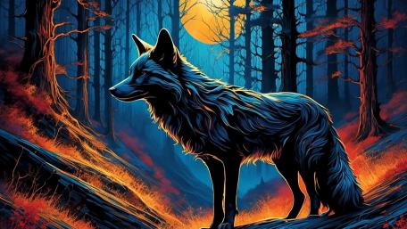 Mystic Wolf in Ember Forest wallpaper