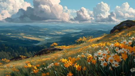 Sunlit Wildflower Valley Dream wallpaper
