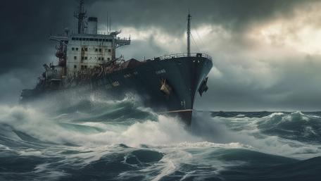 Storm Bound Cargo Vessel wallpaper