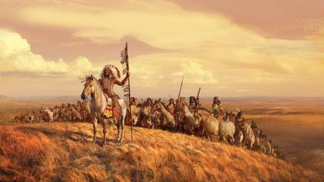 Golden Prairie Tribal Riders wallpaper