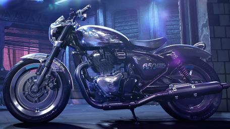 Royal Enfield SG650 Concept Under Neon Glow wallpaper