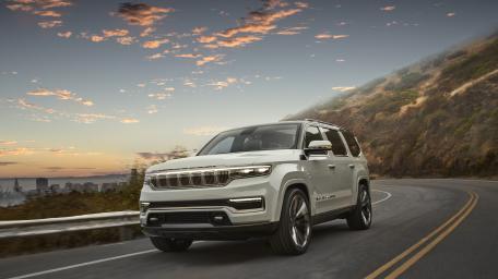 Jeep Grand Wagoneer Concept on Scenic Coastal Road wallpaper