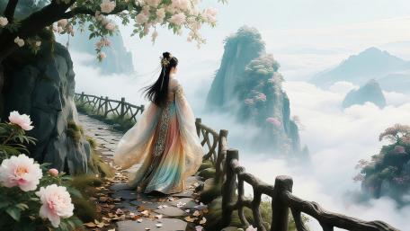 Mystic Blossom Pathway wallpaper