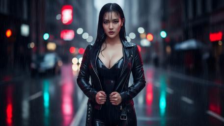 Rainy Neon City Siren wallpaper