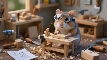 Tiny Hamster Carpenter at Work wallpaper
