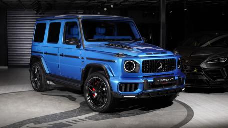 Blue Luxury SUV in Dark Studio wallpaper