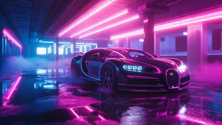 Neon Bugatti Chiron Glow wallpaper