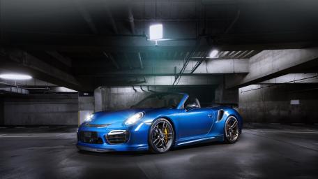 Blue Porsche 911 Turbo Under Garage Lights wallpaper
