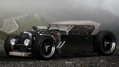 Lincoln Hot Rod on Misty Mountain Road wallpaper