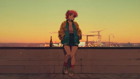 Sunset Rooftop Lo Fi Dreams wallpaper