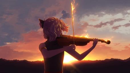 Sunset Violin Serenade wallpaper