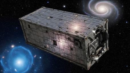 Galactic Cargo Vessel Drifting Through Stardust wallpaper