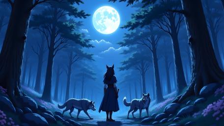 Moonlit Wolf Guardian wallpaper