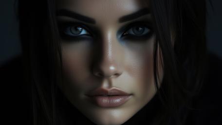 Mysterious Woman in Shadowy Close Up wallpaper