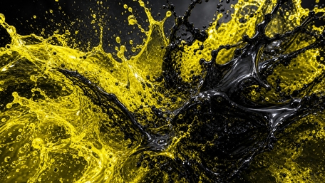 Radiant Black and Yellow Liquid Swirl wallpaper
