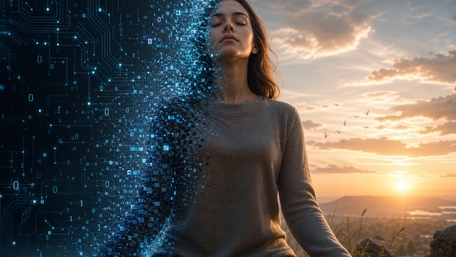 Digital Serenity Between Mind and Machine wallpaper
