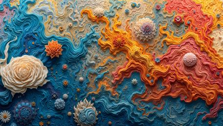 Vibrant Surreal Floral Currents wallpaper