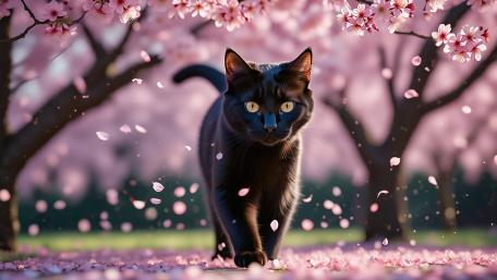 Cherry Blossom Cat wallpaper