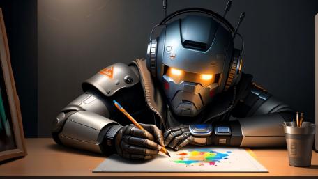 Creative Mecha Artist at Work wallpaper