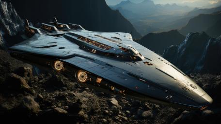 Silent Starcruiser in the Mountain Veil wallpaper