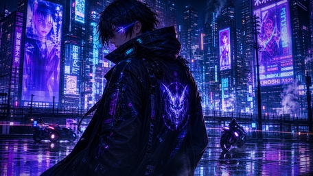 Neon Vigil in the Cyberpunk Rain wallpaper
