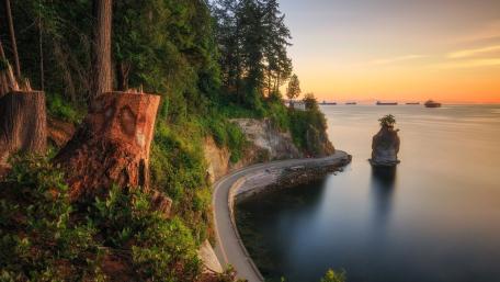 Stanley Park Sunset Over Siwash Rock wallpaper