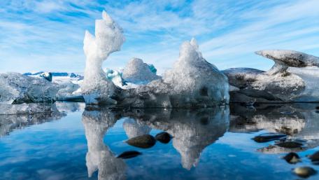 Jokulsarlon Ice Sculptures Over Mirror Water wallpaper