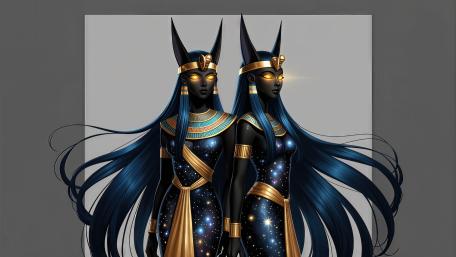 Celestial Egyptian Twin Goddesses wallpaper